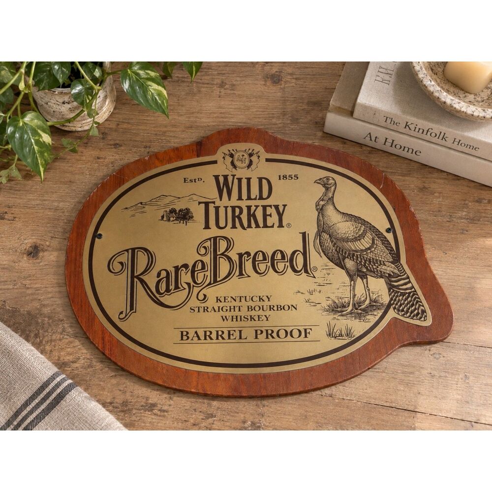 Wild Turkey Rare Breed Bourbon Wood Metal Advertising Sign